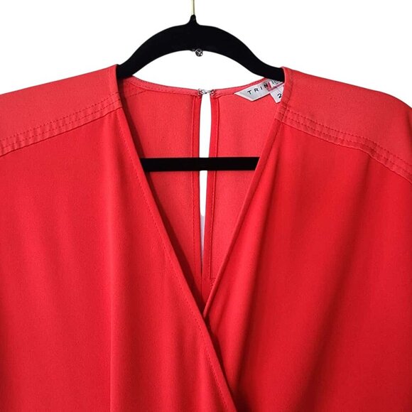 Trina Turk Jumpsuit  Women's Size 2 Coral Red Half Sleeve Pockets For Date Night - Picture 4 of 10